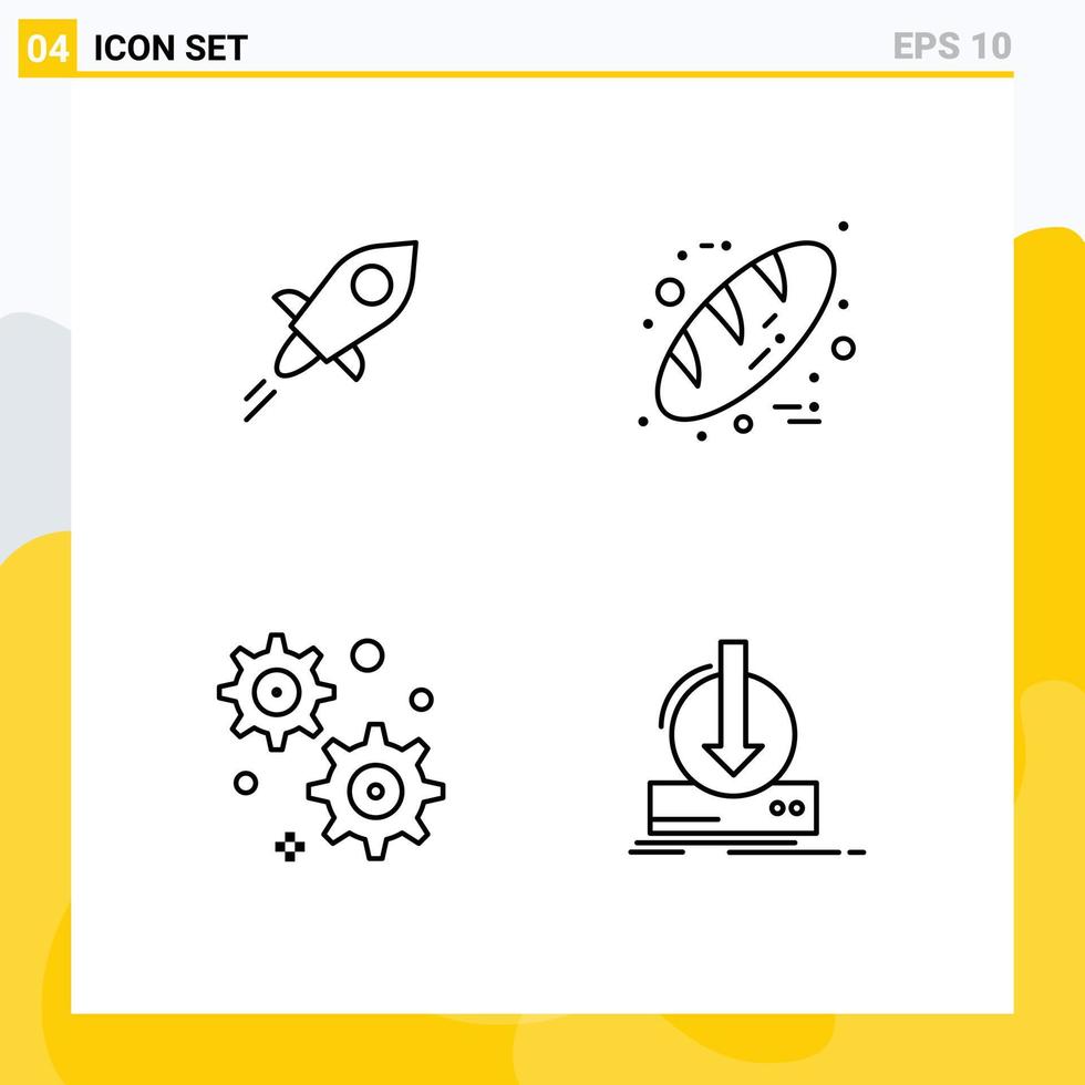 4 Universal Filledline Flat Colors Set for Web and Mobile Applications lumens business line food content Editable Vector Design Elements