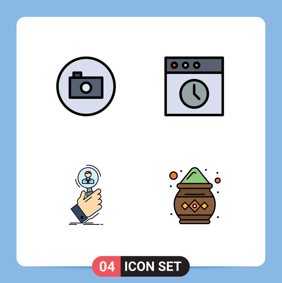 4 Creative Icons Modern Signs and Symbols of camera find multimedia mac people Editable Vector Design Elements