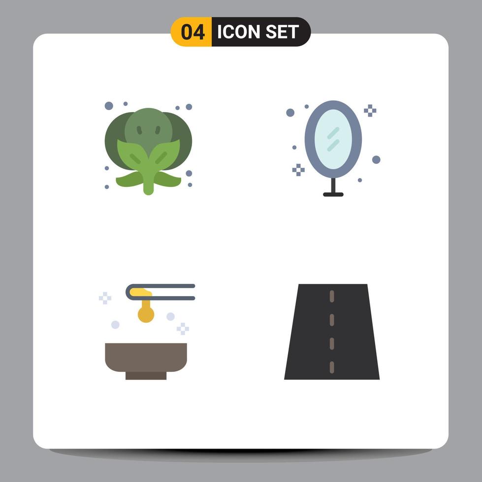 User Interface Pack of 4 Basic Flat Icons of broccoli honey furniture office spa Editable Vector Design Elements