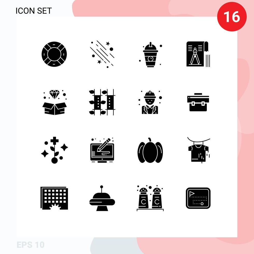 Solid Glyph Pack of 16 Universal Symbols of file tool stars drawing juice Editable Vector Design Elements