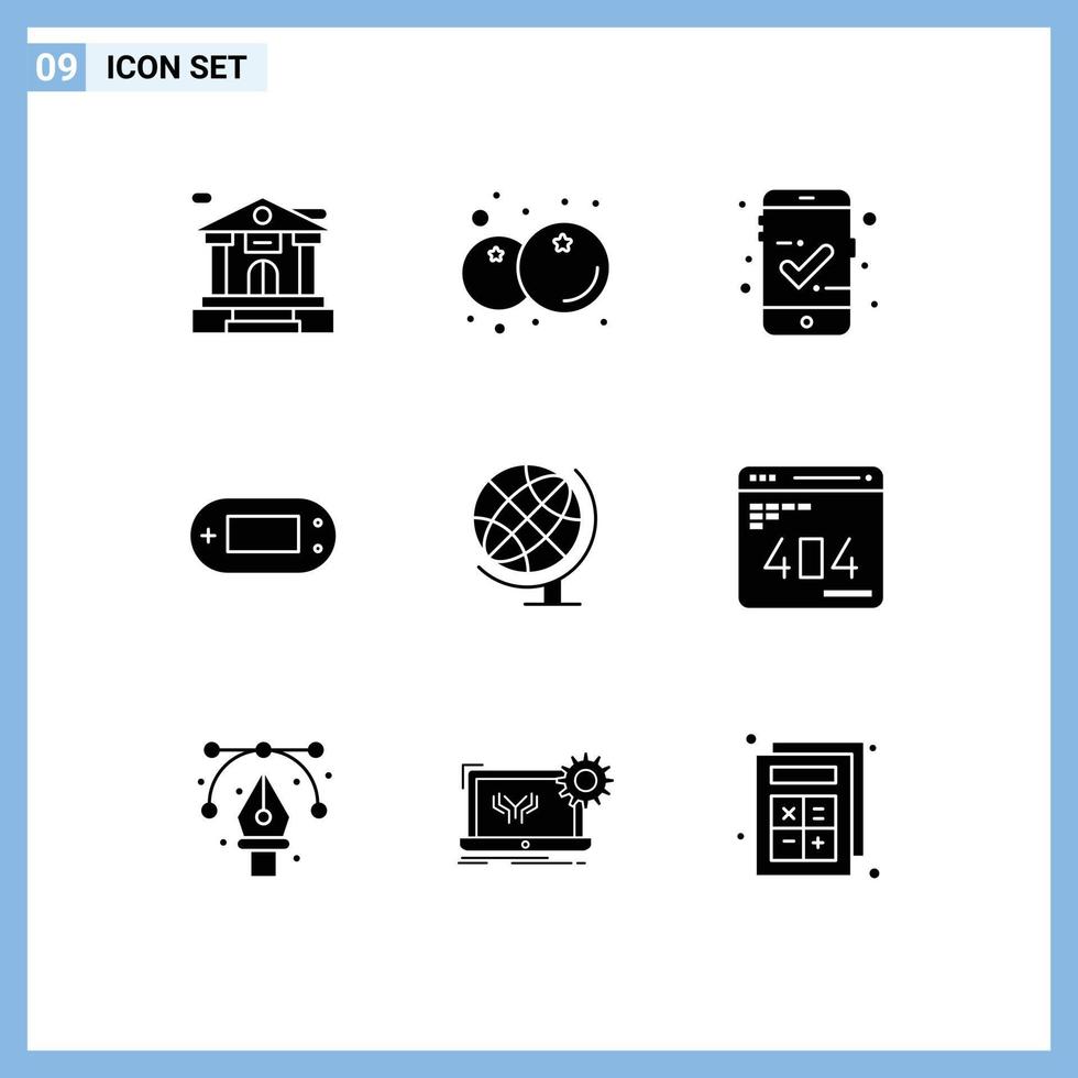 9 Creative Icons Modern Signs and Symbols of develop geography checked earth playstation Editable Vector Design Elements