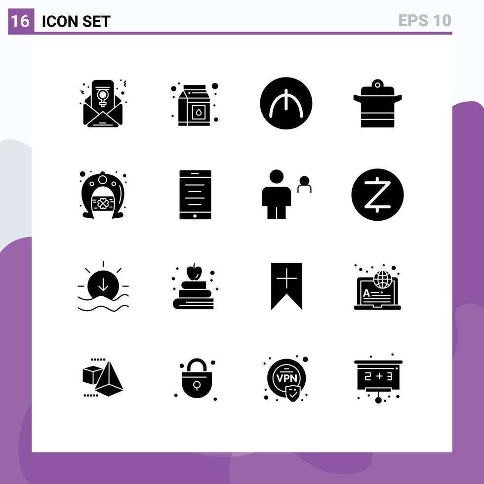 Set of 16 Modern UI Icons Symbols Signs for horseshoe festival turkmenistan day pan Editable Vector Design Elements