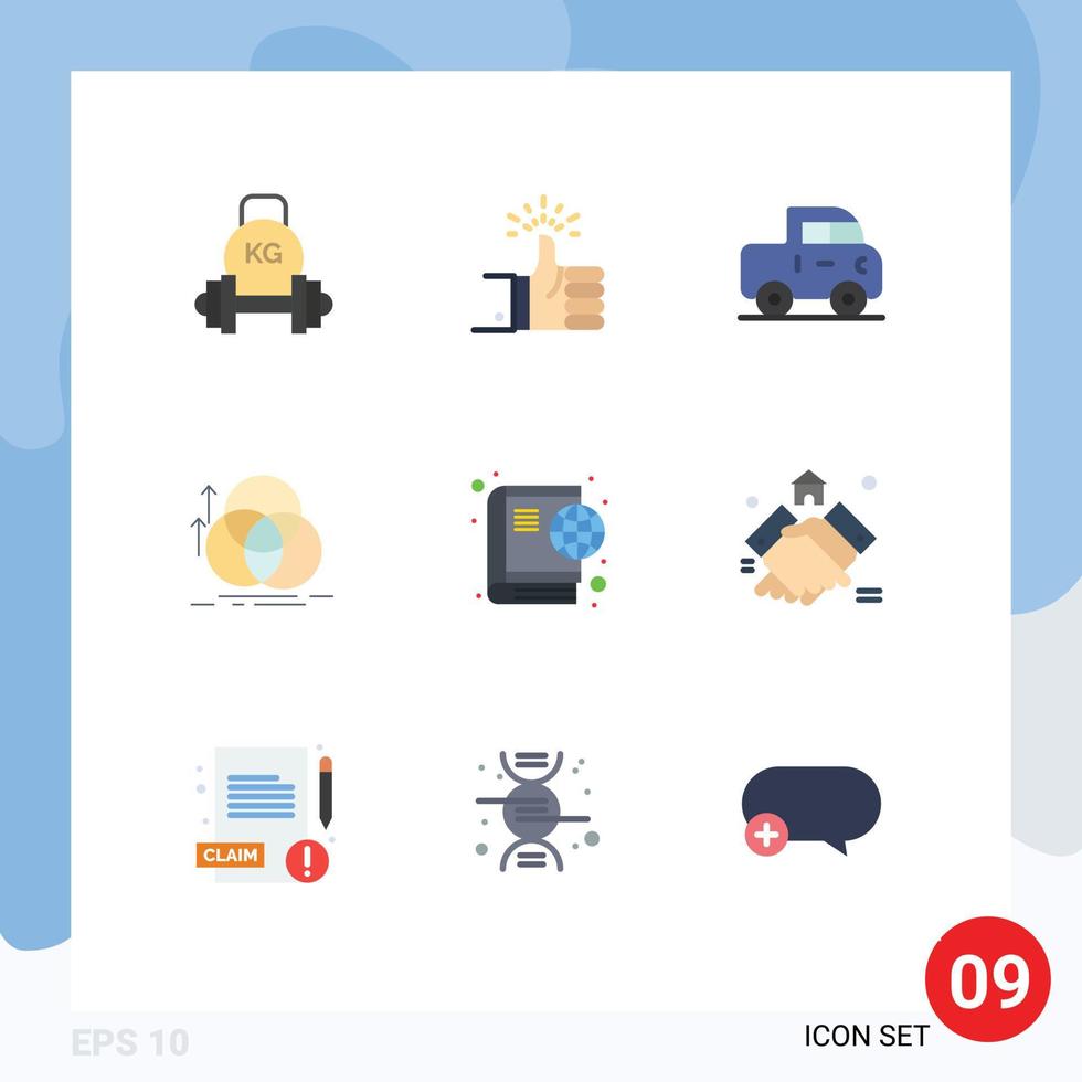 Stock Vector Icon Pack of 9 Line Signs and Symbols for geometry alignment review circle pickup Editable Vector Design Elements