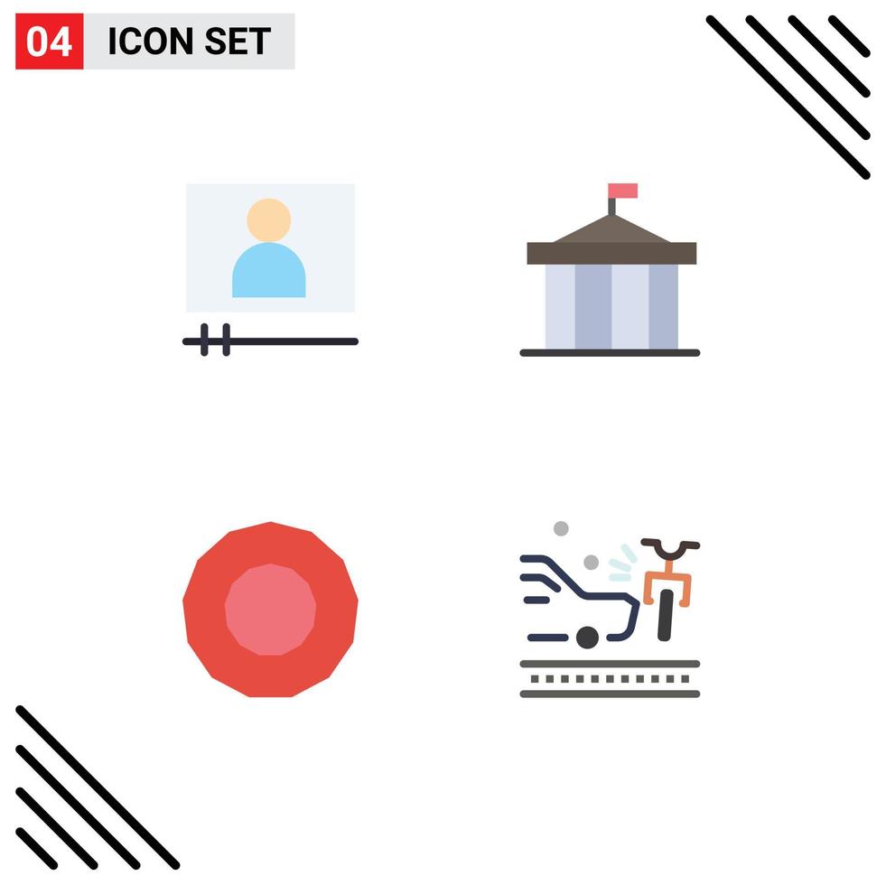 User Interface Pack of 4 Basic Flat Icons of video bonus acropolis court bicycle Editable Vector Design Elements