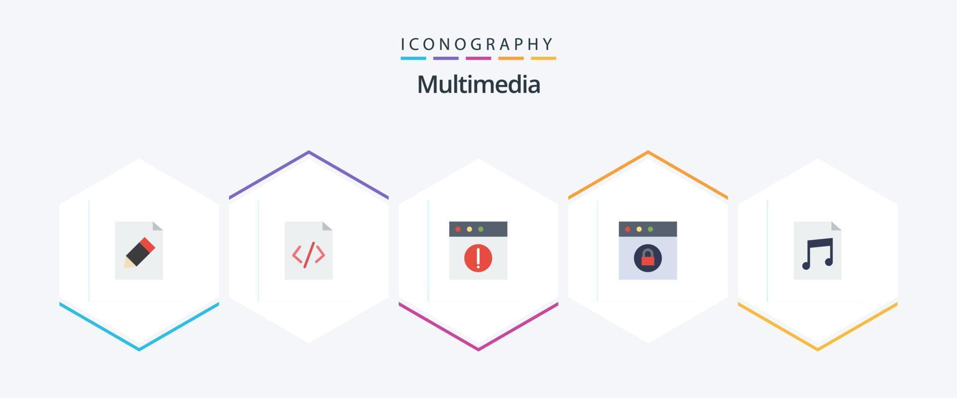 Multimedia 25 Flat icon pack including . . mac. file. audio vector