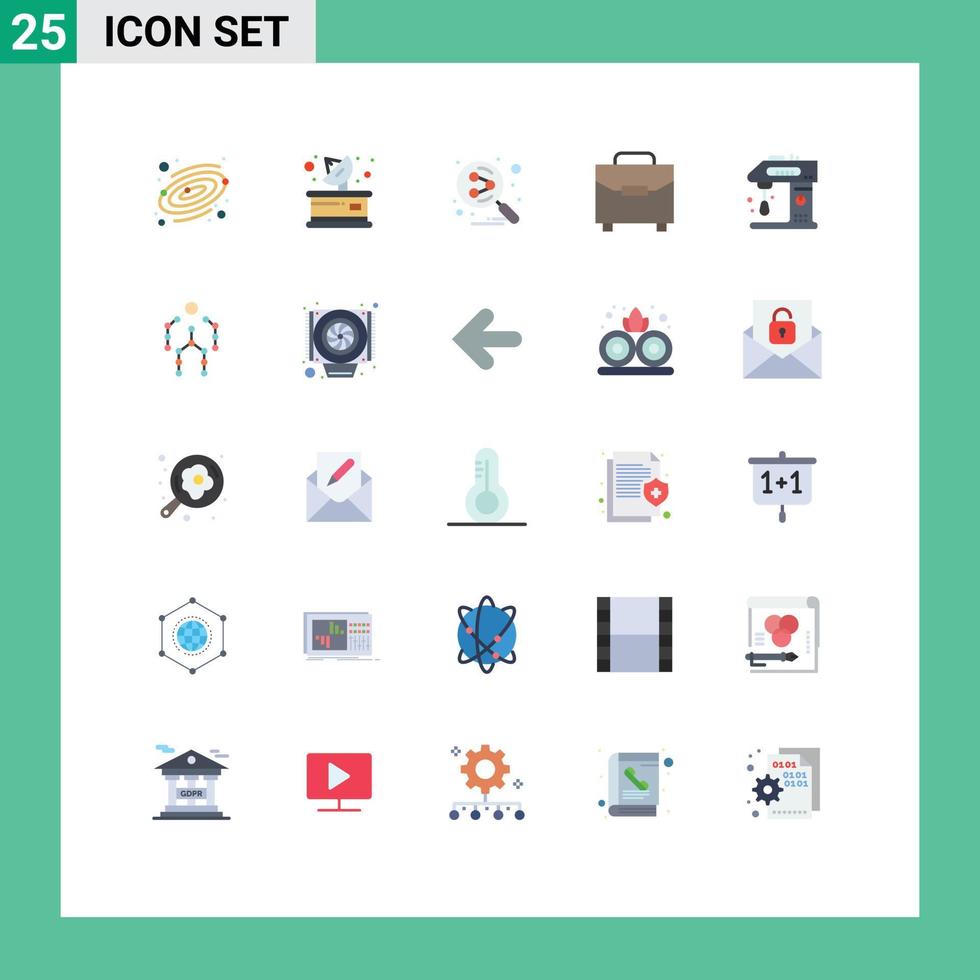 User Interface Pack of 25 Basic Flat Colors of cook appliances share bag gateway Editable Vector Design Elements