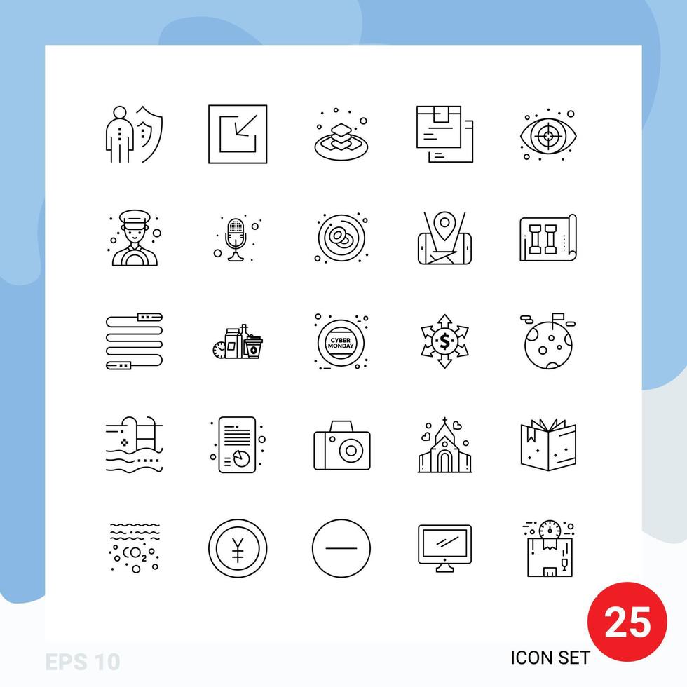 Set of 25 Modern UI Icons Symbols Signs for crime logistic sweet goods box Editable Vector Design Elements