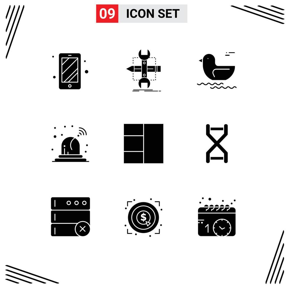 Stock Vector Icon Pack of 9 Line Signs and Symbols for dna wireframe duck grid ambulance Editable Vector Design Elements