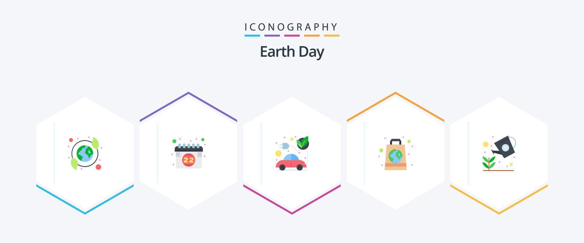 paquete de iconos planos del día de la tierra 25 que incluye eco. reciclado. auto. ecológico verde vector