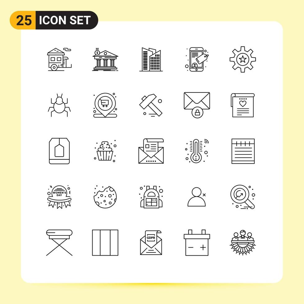 25 Line concept for Websites Mobile and Apps human seo tag building mobile skyscraper Editable Vector Design Elements