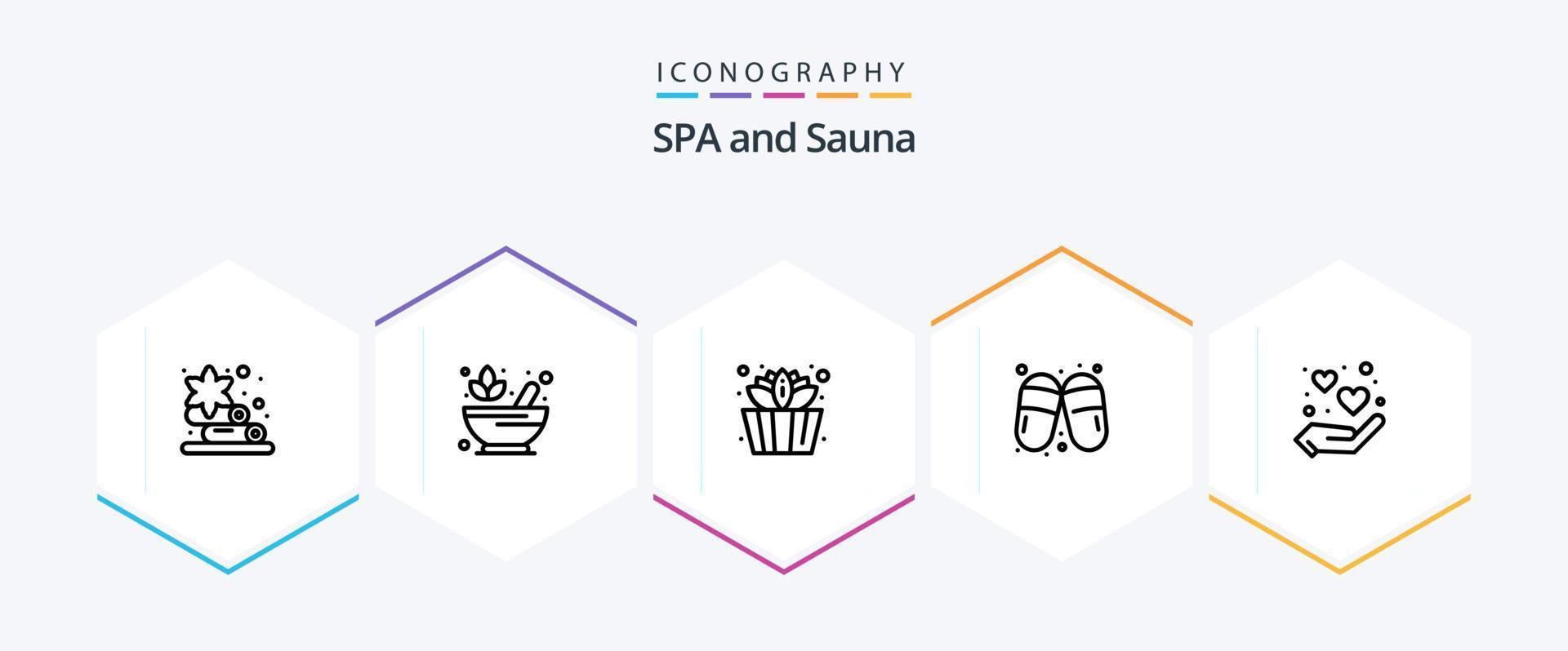 paquete de iconos de 25 líneas de sauna que incluye sauna. mano. sauna. corazón. sauna vector