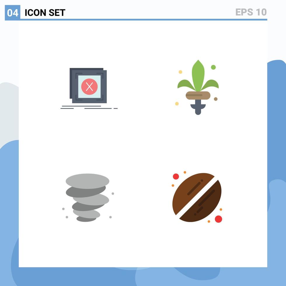 Modern Set of 4 Flat Icons and symbols such as error storm problem sword wind Editable Vector Design Elements