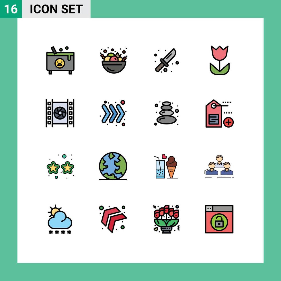 16 Creative Icons Modern Signs and Symbols of media photo camping macro camera Editable Creative Vector Design Elements