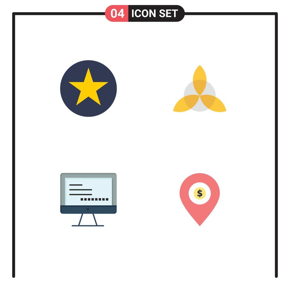 User Interface Pack of 4 Basic Flat Icons of badge monitore insignia ireland education Editable Vector Design Elements