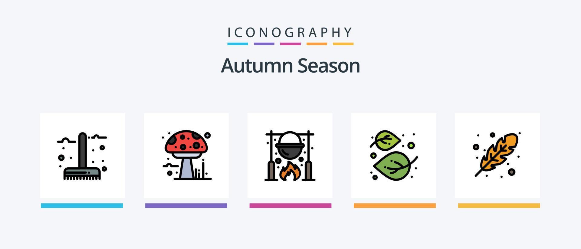 Autumn Line Filled 5 Icon Pack Including autumn. october. autumn. calendar. wheat. Creative Icons Design vector