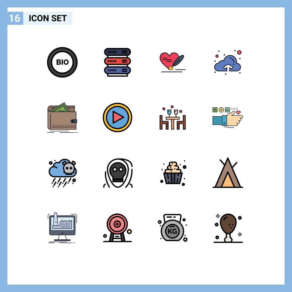 Stock Vector Icon Pack of 16 Line Signs and Symbols for finance upload storage up wedding Editable Creative Vector Design Elements