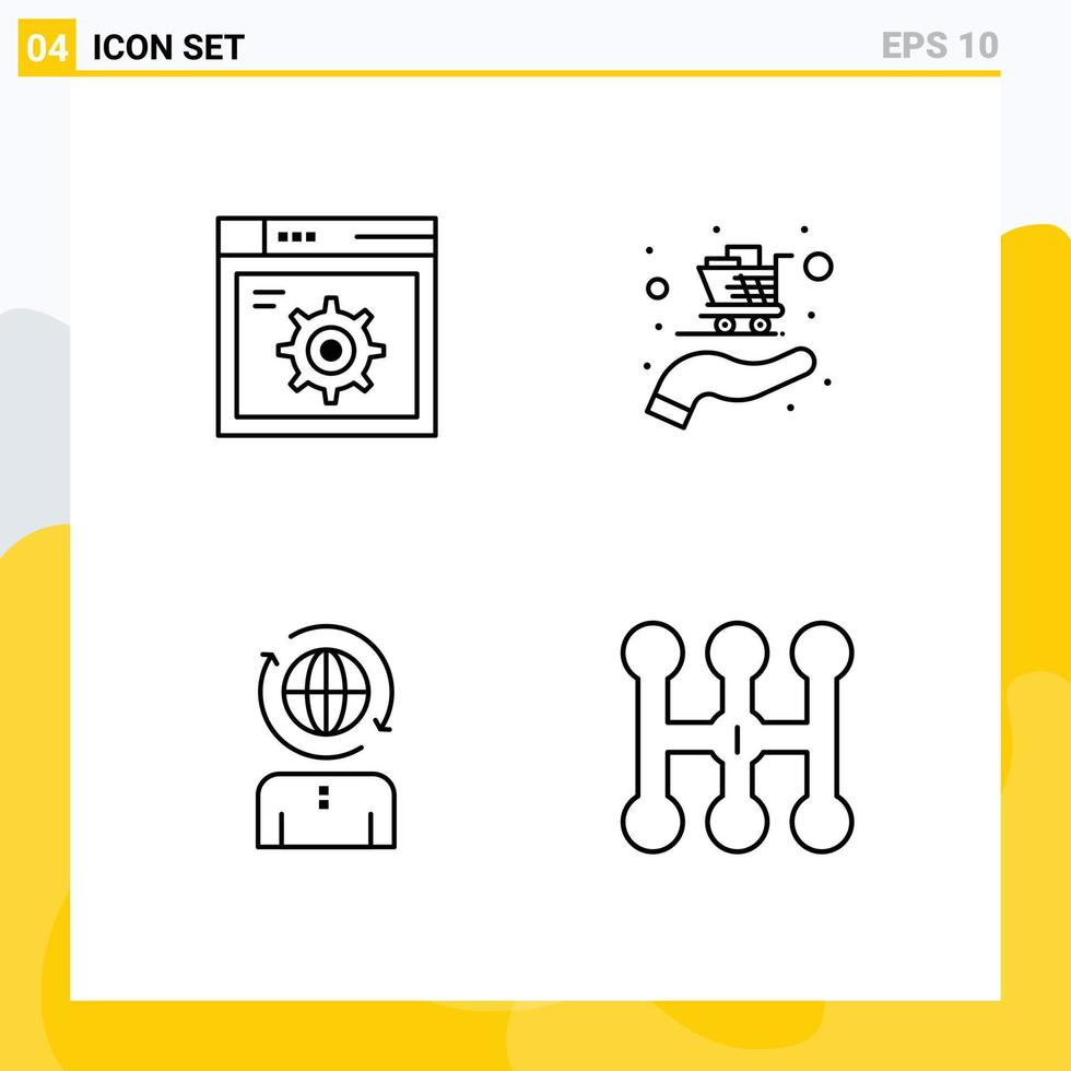 4 iconos creativos signos y símbolos modernos de gestión web elementos de diseño vectorial editables de coches de compras por Internet vector