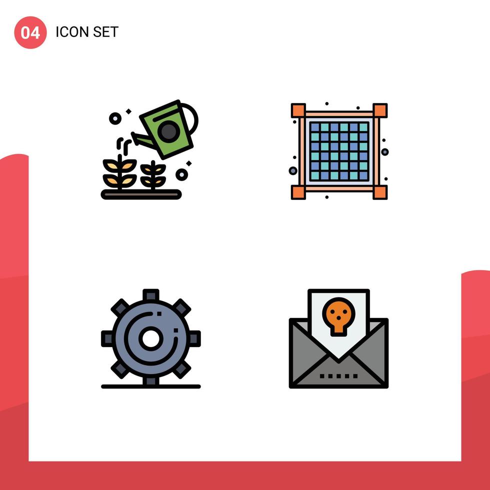 Universal Icon Symbols Group of 4 Modern Filledline Flat Colors of farming optimization sprinkier view search Editable Vector Design Elements