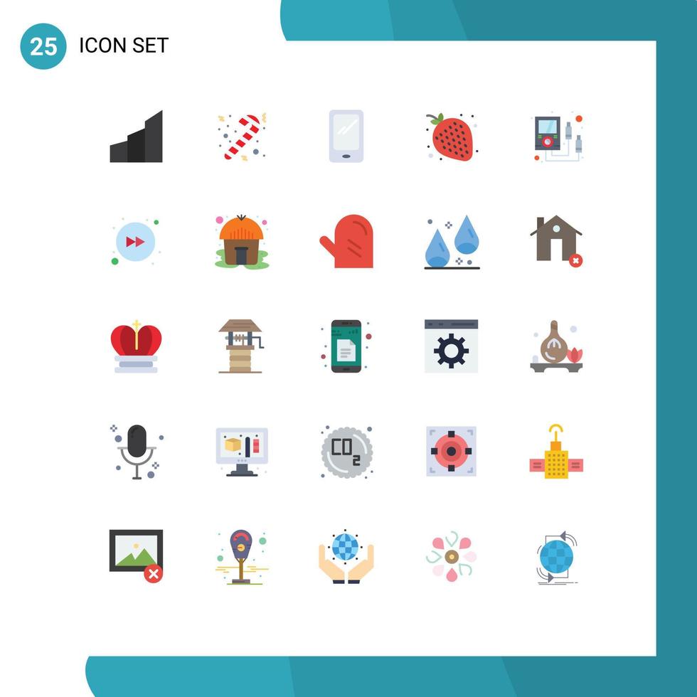 Modern Set of 25 Flat Colors and symbols such as ammeter sweet phone strawberry iphone Editable Vector Design Elements