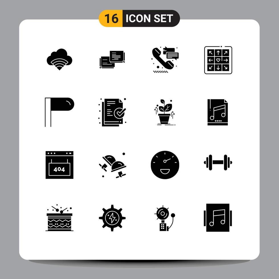 Universal Icon Symbols Group of 16 Modern Solid Glyphs of document paragraph help play dancing Editable Vector Design Elements