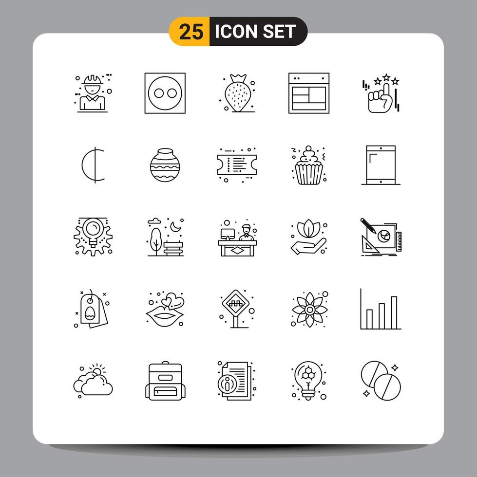 Universal Icon Symbols Group of 25 Modern Lines of stare website berry web layout Editable Vector Design Elements