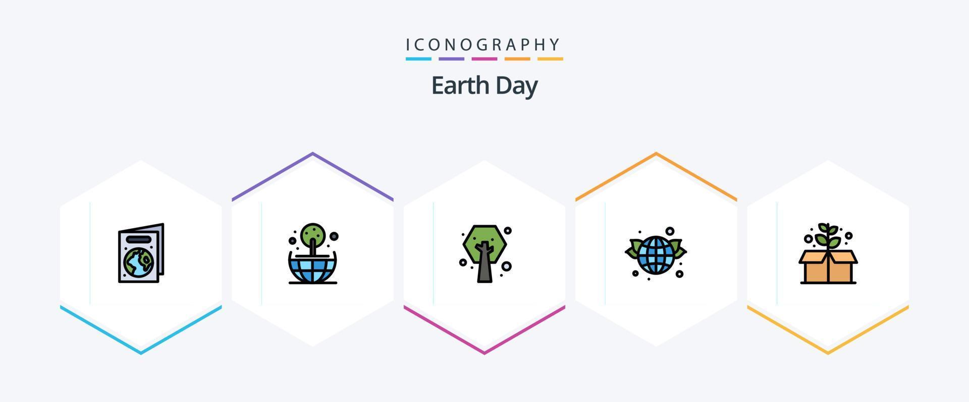 Earth Day 25 FilledLine icon pack including . green. green. earth day. world vector