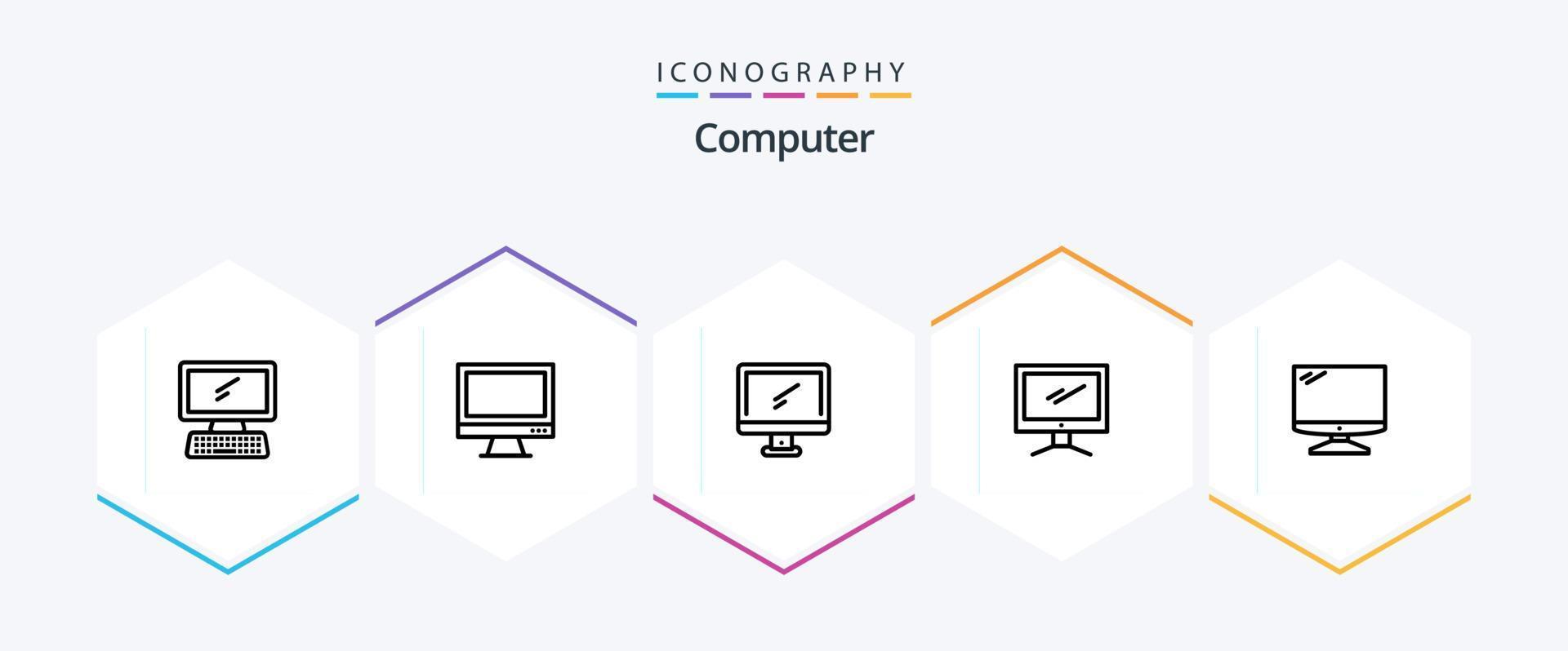 paquete de iconos de 25 líneas de computadora que incluye . imac. vector