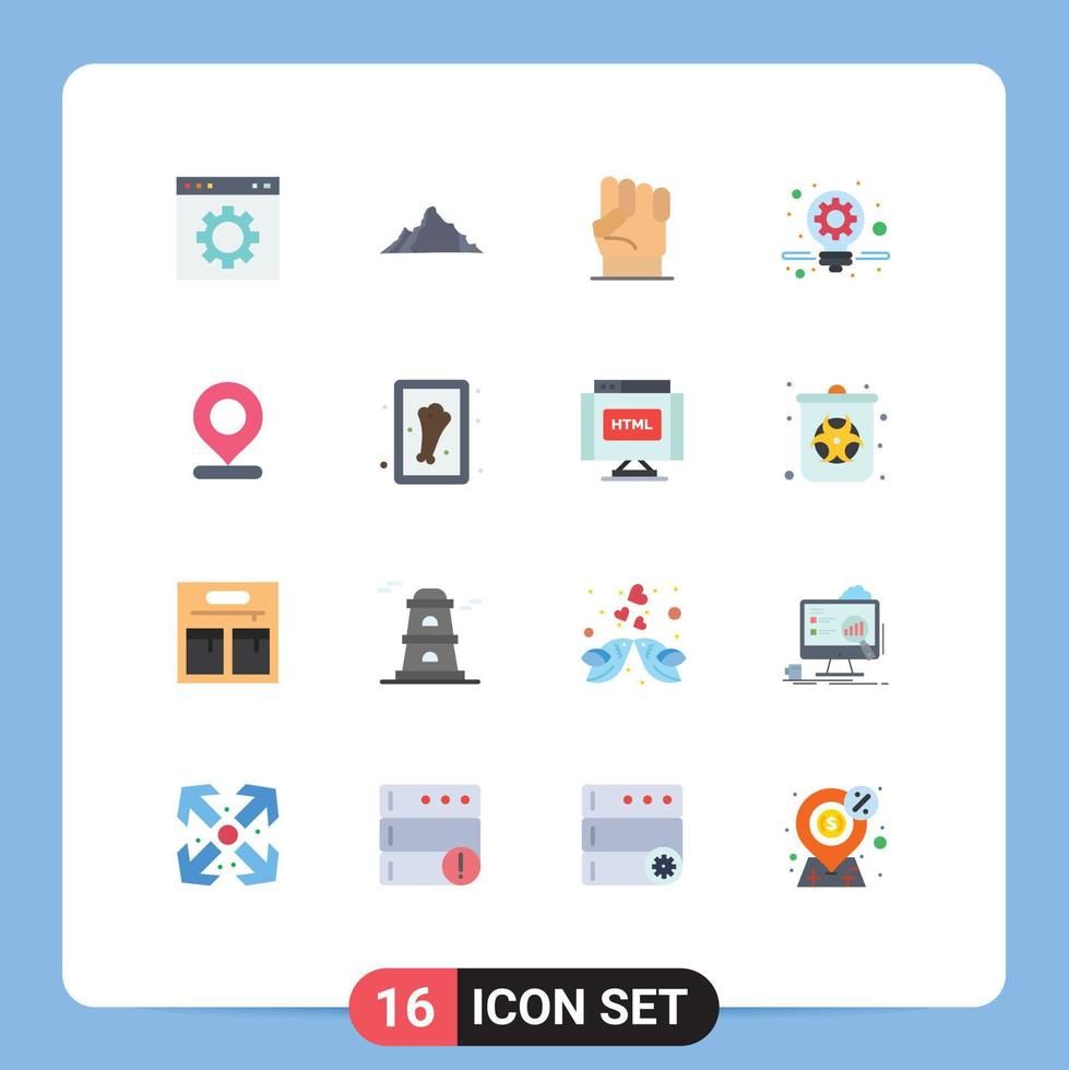 Universal Icon Symbols Group of 16 Modern Flat Colors of solution business mountain strength human Editable Pack of Creative Vector Design Elements