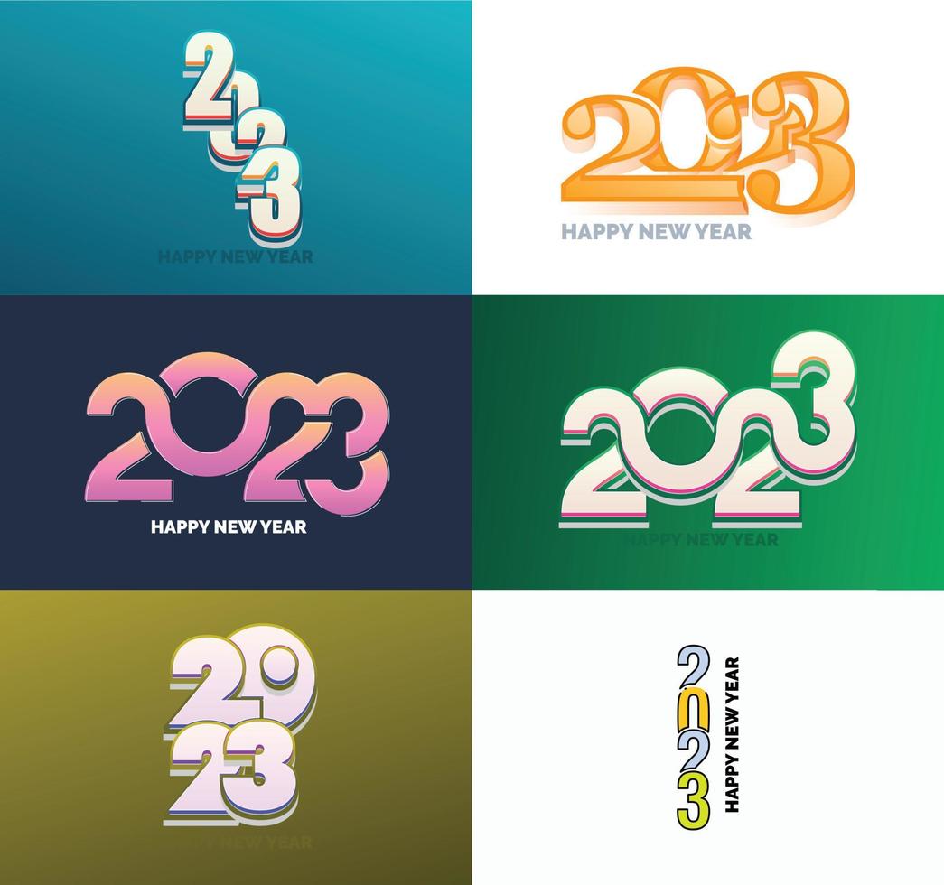 Big Collection of 2023 Happy New Year symbols Cover of business diary for 2023 with wishes vector