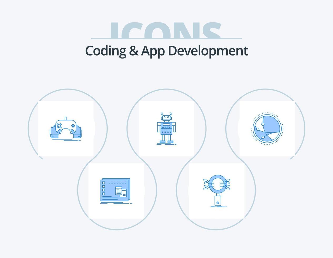 Coding And App Development Blue Icon Pack 5 Icon Design. android. research. app. mobile vector