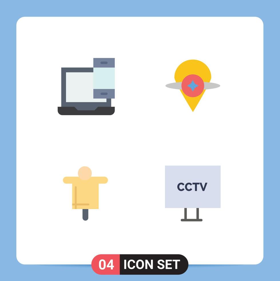 Universal Icon Symbols Group of 4 Modern Flat Icons of computer agriculture macbook compass farming Editable Vector Design Elements