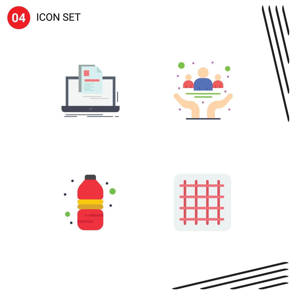 4 Universal Flat Icons Set for Web and Mobile Applications account health print cancer water Editable Vector Design Elements