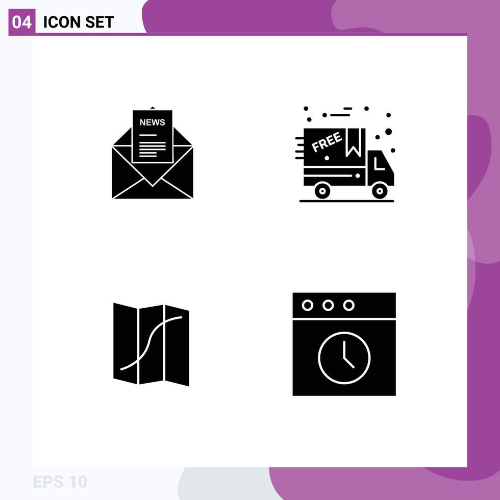 4 Universal Solid Glyph Signs Symbols of news location corresponding cyber monday pin Editable Vector Design Elements