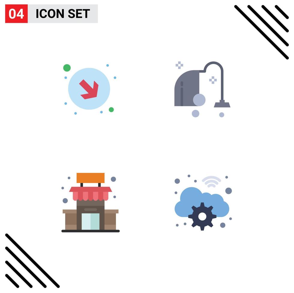 4 Creative Icons Modern Signs and Symbols of arrow store cleaning vacuum cloud Editable Vector Design Elements