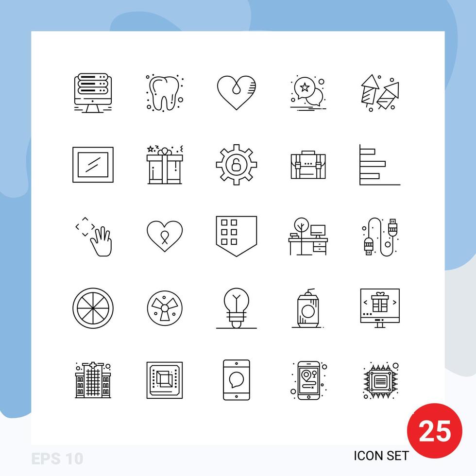 Group of 25 Lines Signs and Symbols for crackers celebrate love alert notification Editable Vector Design Elements