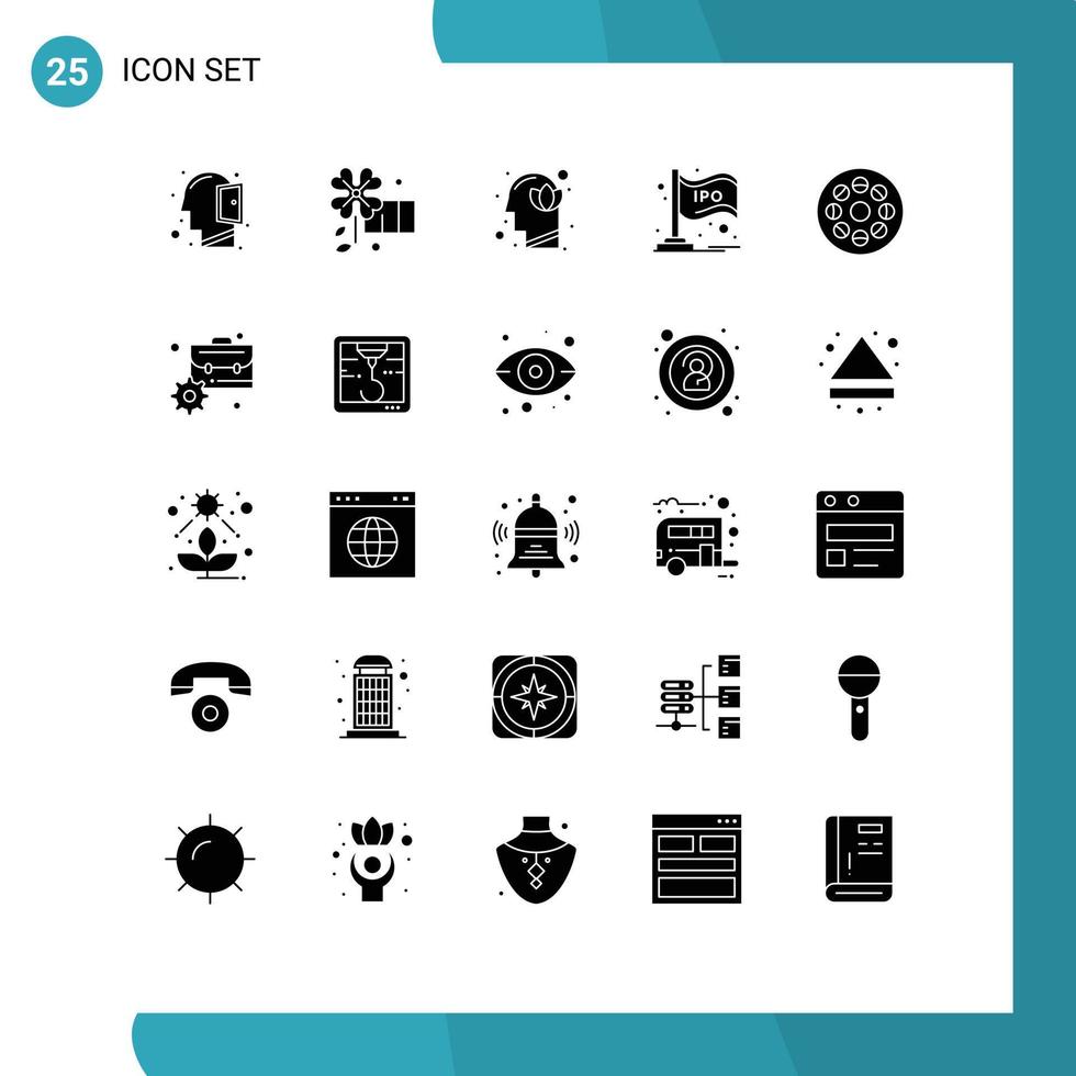 Pictogram Set of 25 Simple Solid Glyphs of media bar harmony stock ipo Editable Vector Design Elements