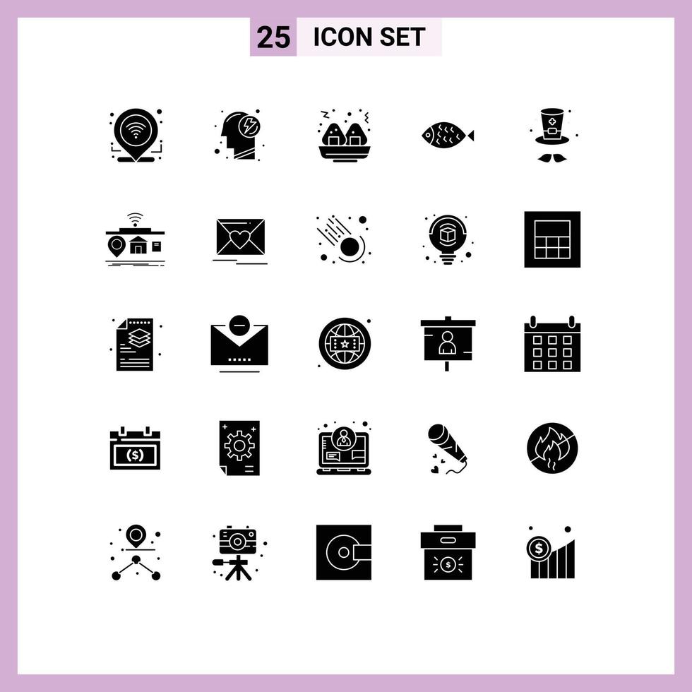 Pictogram Set of 25 Simple Solid Glyphs of iot cap food hat easter Editable Vector Design Elements