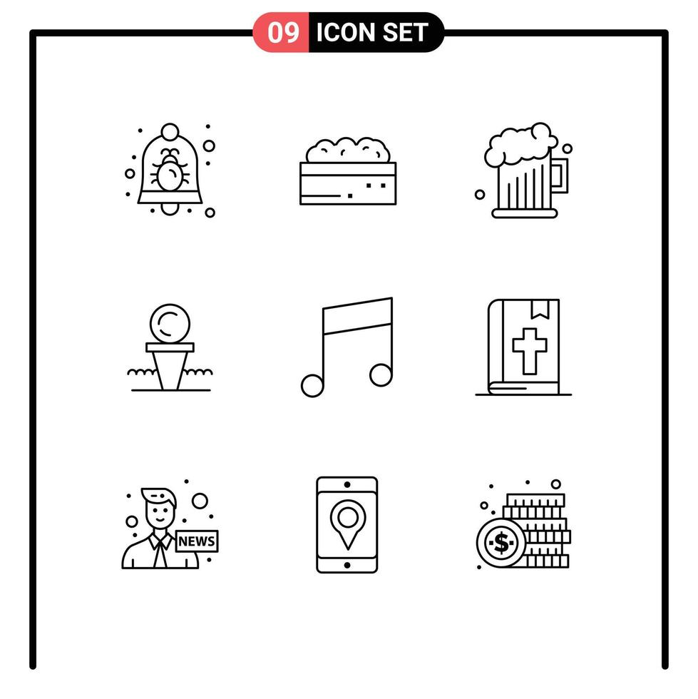 9 Outline concept for Websites Mobile and Apps stand ball plant court fathers day Editable Vector Design Elements
