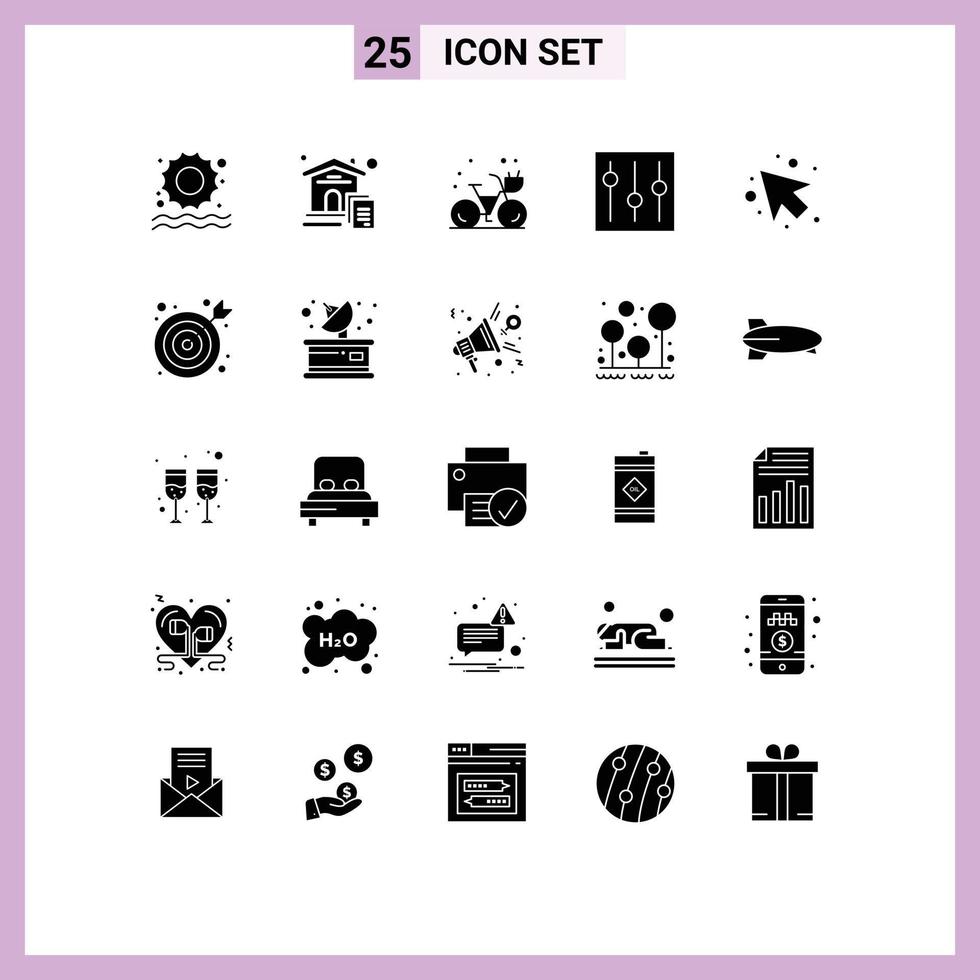 25 Universal Solid Glyphs Set for Web and Mobile Applications up user cycle setting elements Editable Vector Design Elements