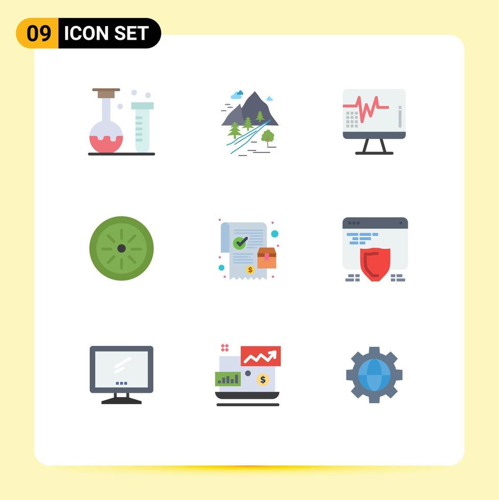 9 iconos creativos signos y símbolos modernos de fruta móvil comida de montaña hospital elementos de diseño vectorial editables vector