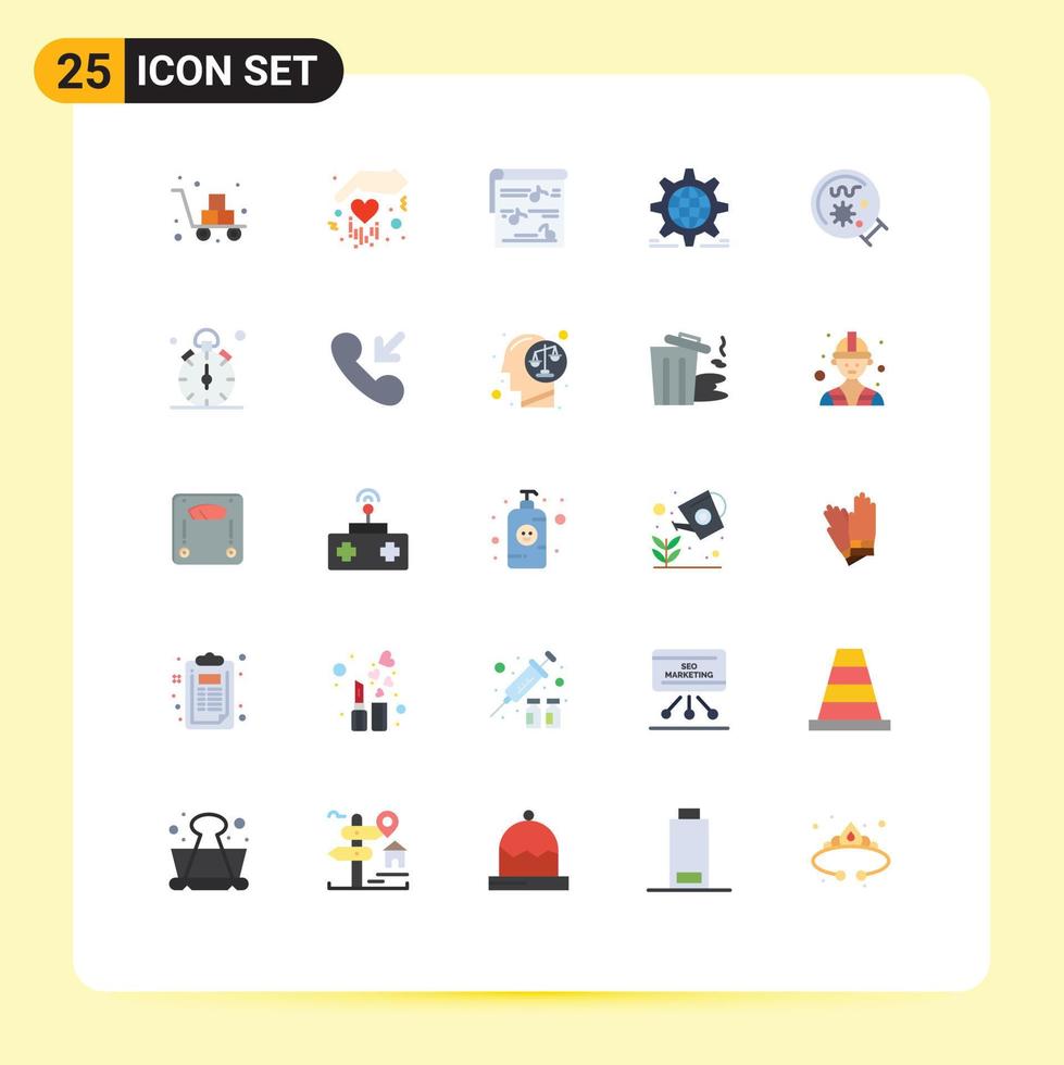 25 Flat Color concept for Websites Mobile and Apps web world album gear video Editable Vector Design Elements