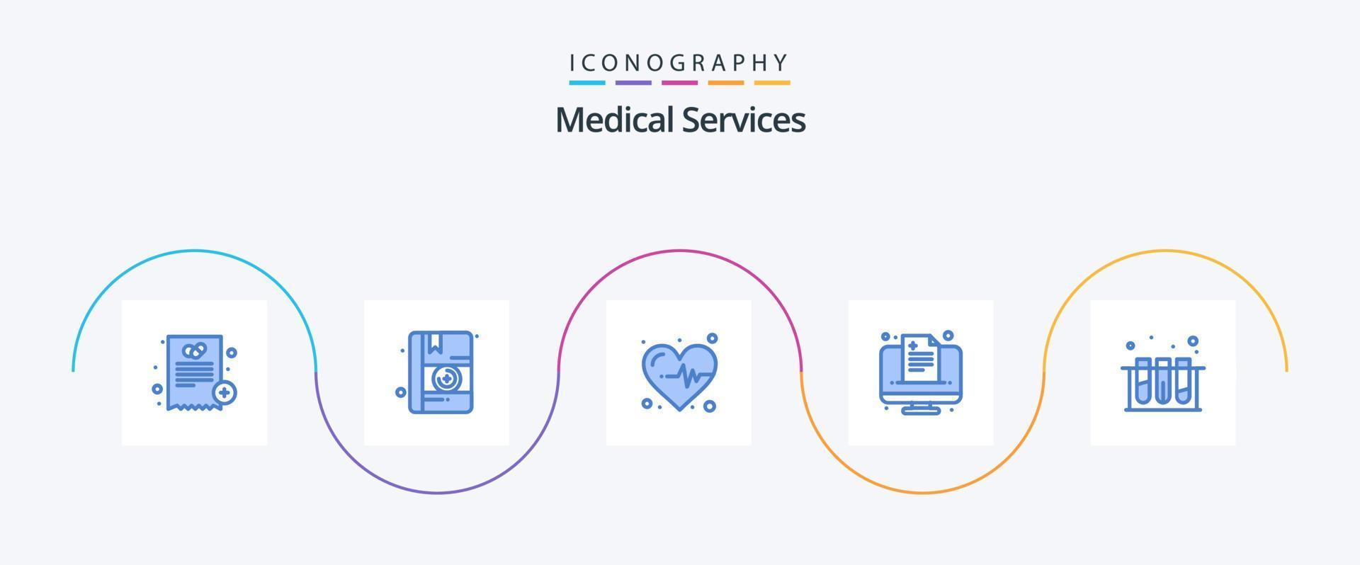 Medical Services Blue 5 Icon Pack Including tub. lab. heart. medical. medical vector