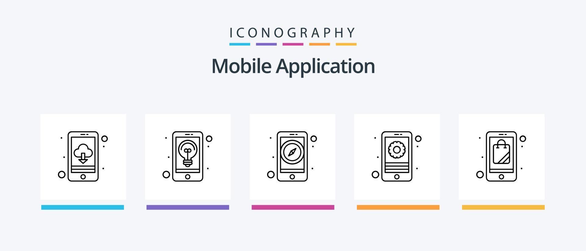 Mobile Application Line 5 Icon Pack Including bubble. app. video streaming. video app. Creative Icons Design vector