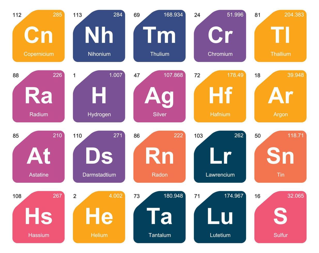 20 Preiodic table of the elements Icon Pack Design vector