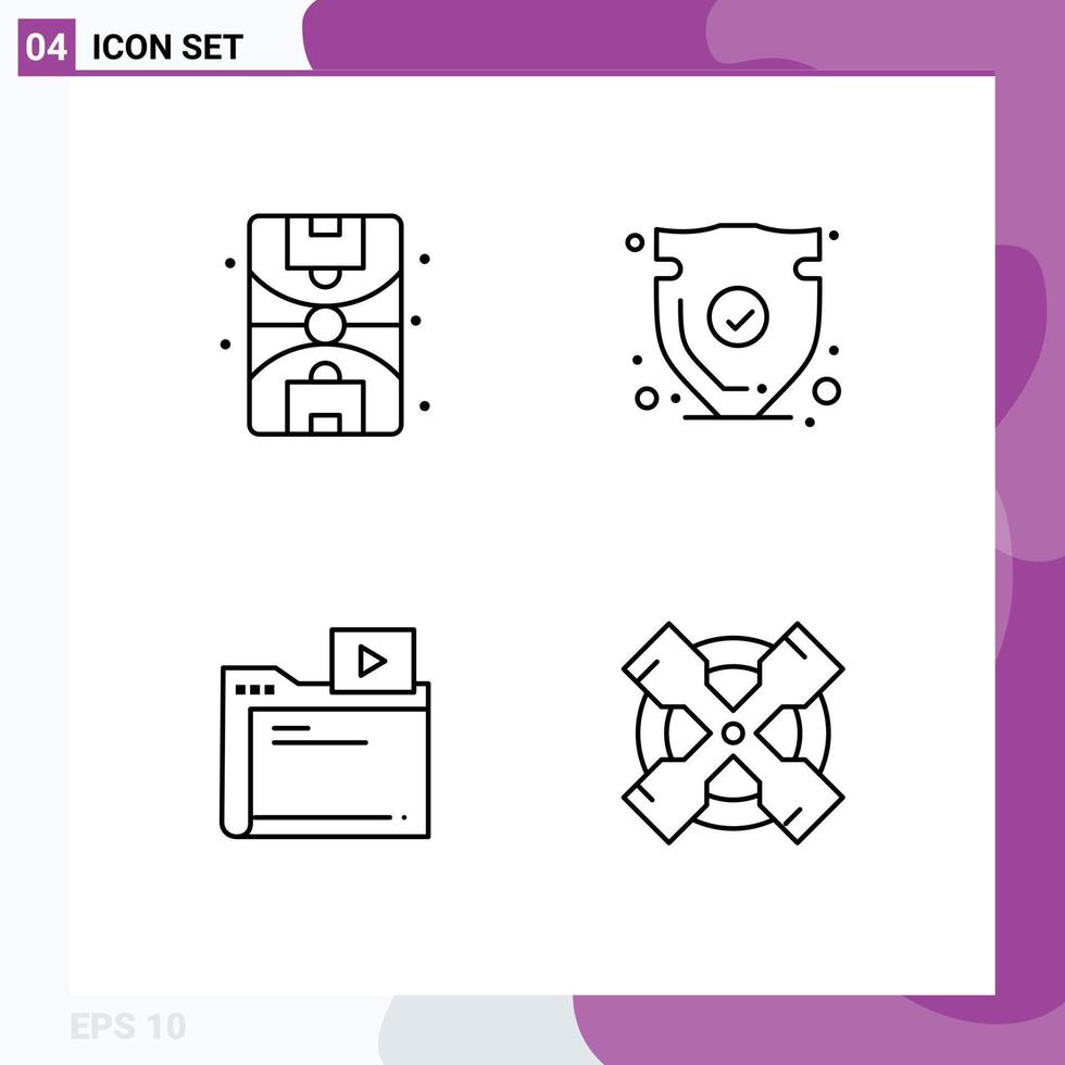 Universal Icon Symbols Group of 4 Modern Filledline Flat Colors of city movie security trust media Editable Vector Design Elements
