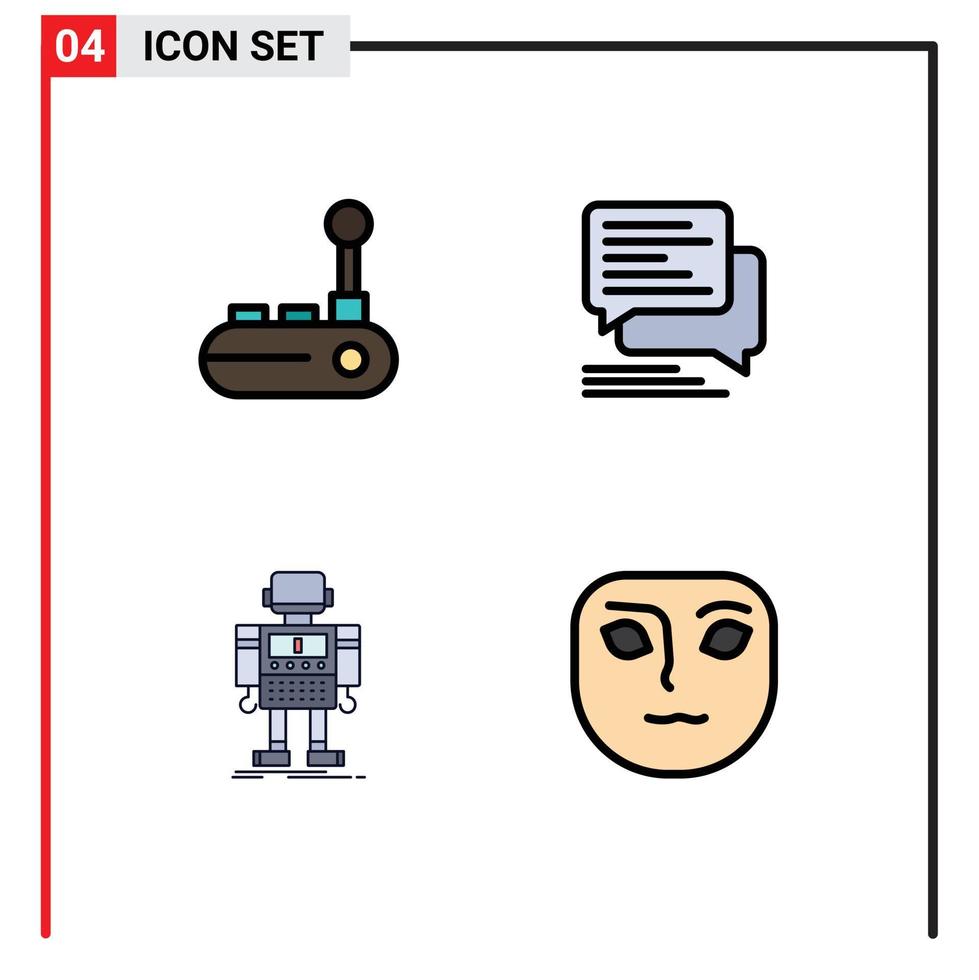 Stock Vector Icon Pack of 4 Line Signs and Symbols for controller autonomous joy pad messages robot Editable Vector Design Elements
