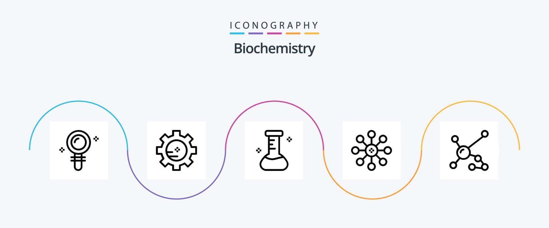 Biochemistry Line 5 Icon Pack Including dna. biochemistry. flask. atom. cell vector