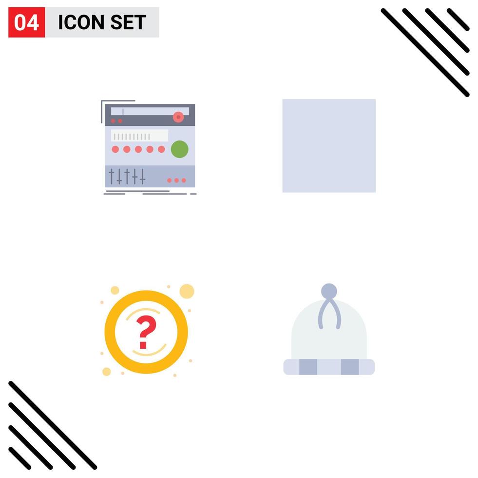 Pack of 4 Modern Flat Icons Signs and Symbols for Web Print Media such as rack stop sound media question Editable Vector Design Elements