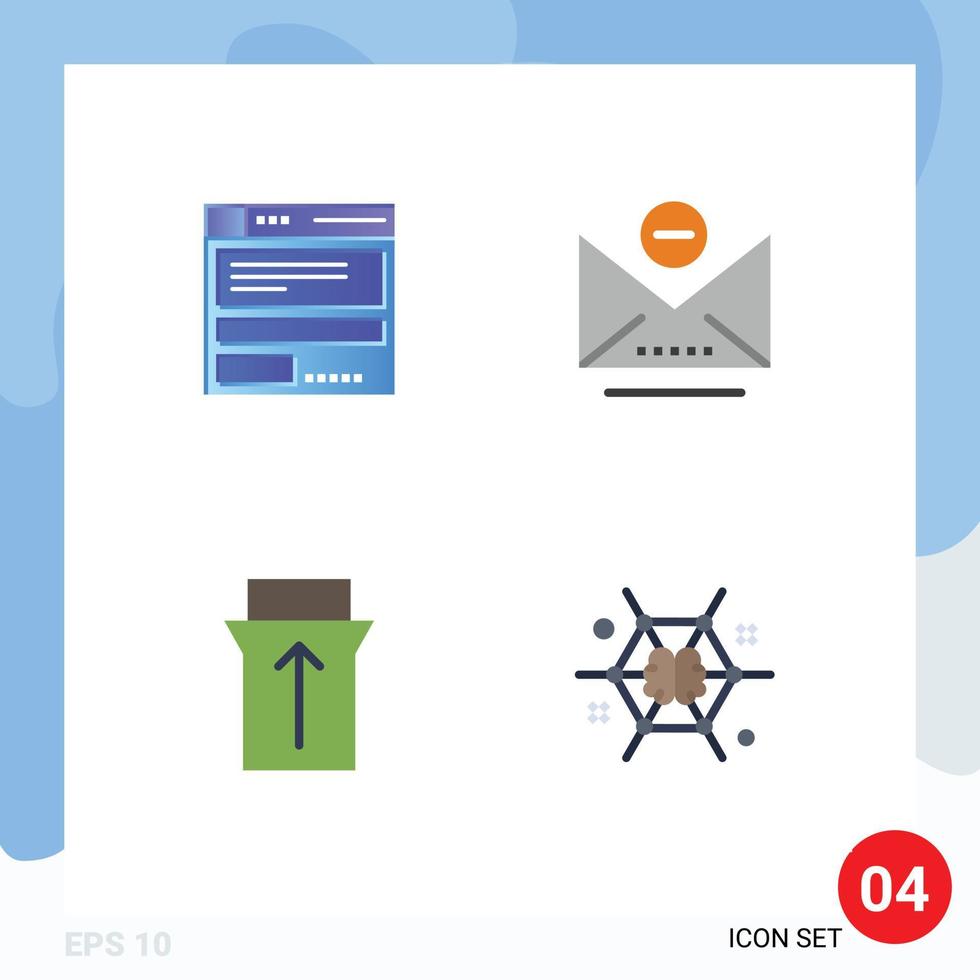 Set of 4 Modern UI Icons Symbols Signs for file touch code remove connect Editable Vector Design Elements