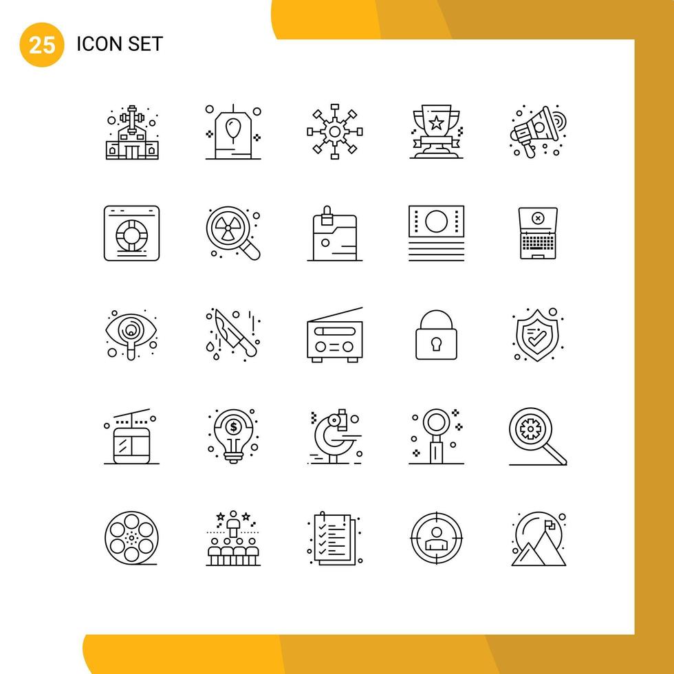 Pictogram Set of 25 Simple Lines of prize win business cup teamwork Editable Vector Design Elements